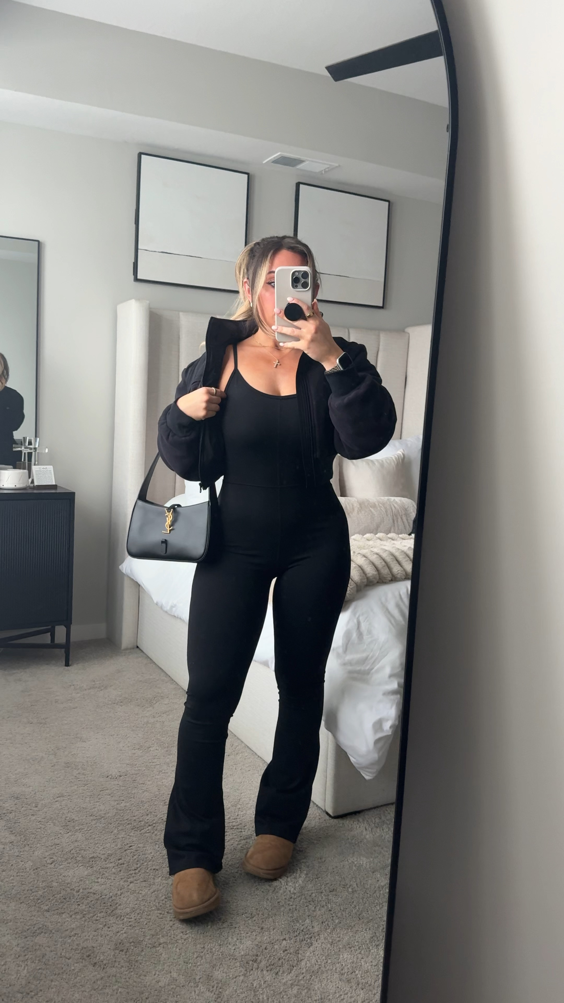 casual fit ootd — wearing size M in jumpsuit + S in jacket! 