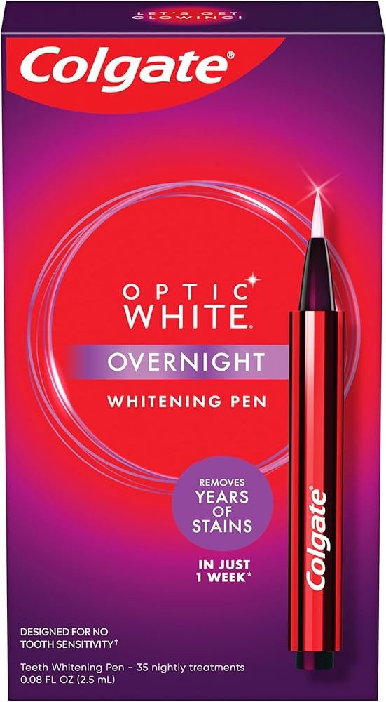 Colgate Optic White Overnight Teeth Whitening Pen, Teeth Stain Remover to Whiten Teeth, 35 Nightl... | Amazon (US)