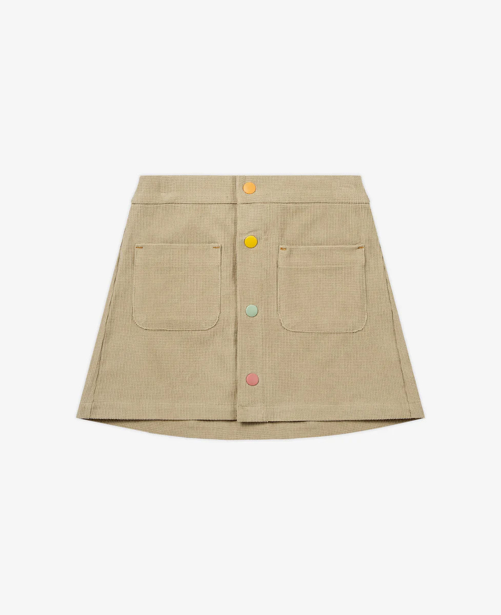 Button-Up Corduroy Skirt - Oat | Petite Revery
