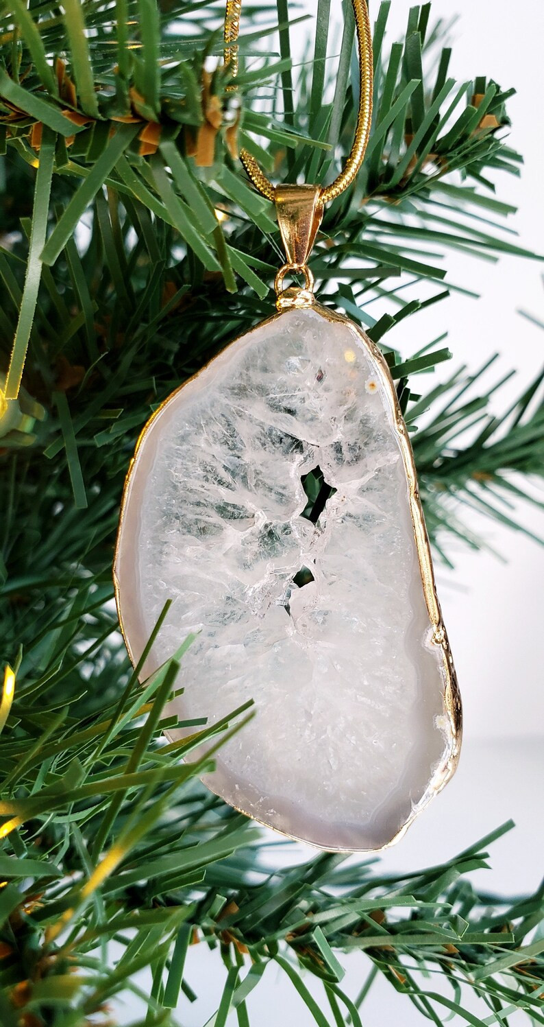 Agate Slice Christmas Ornament Gold Plated Agate Slice - Etsy | Etsy (US)