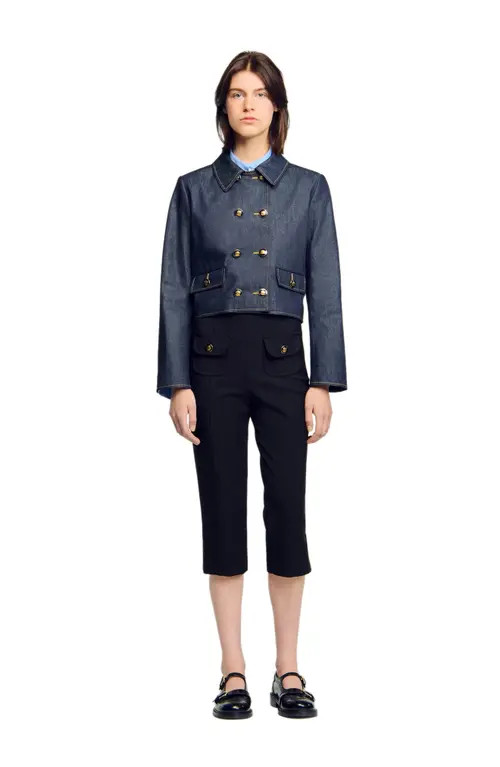 SANDRO Denim tailored jacket in Deep Blue at Nordstrom, Size 36 Eu | Nordstrom