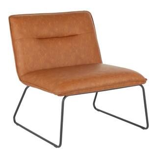 Lumisource Casper Industrial Camel Faux Leather Accent Chair CHR-CASPER BKCAM | The Home Depot