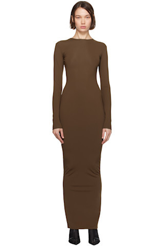 Brown LS Maxi Dress | SSENSE