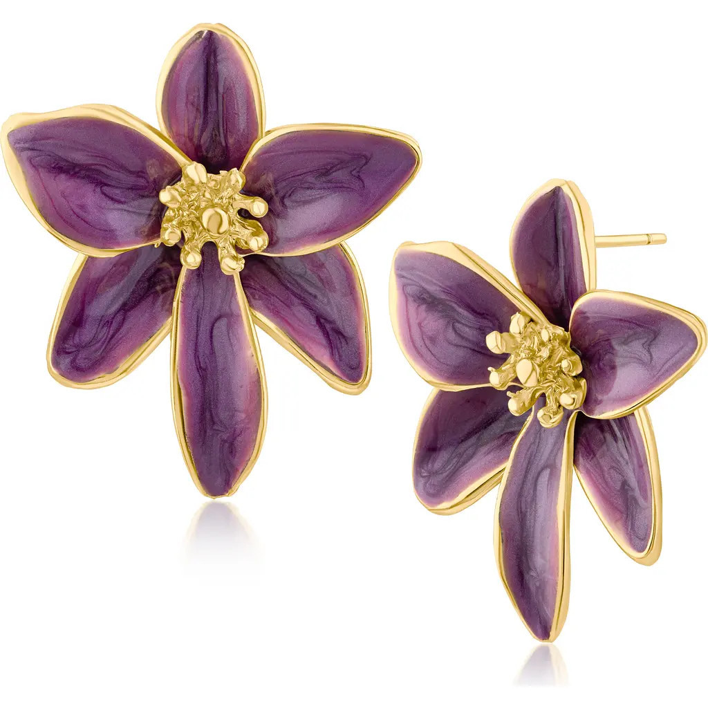 JARDIN Iris Flower Drop Earrings (Nordstrom Exclusive) in Purple/Gold at Nordstrom Rack | Nordstrom Rack