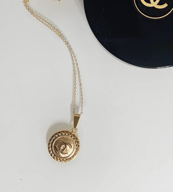 Reworked chanel button made into a pendant necklace | Etsy (US)