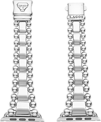LAGOS Smart Caviar Stainless Steel Apple Watch® Watchband in Silver at Nordstrom, Size 8 | Nordstrom