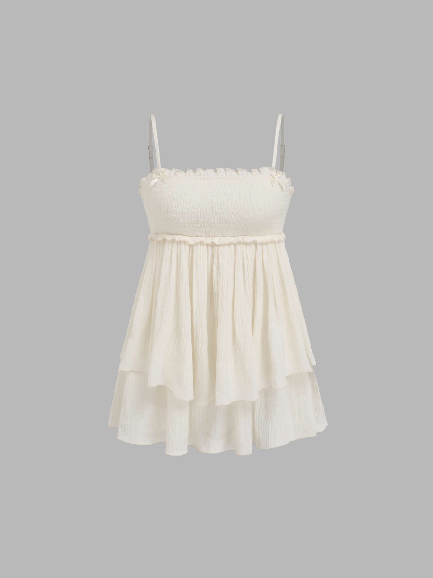 Square Neck Solid Bowknot Ruffle Hem Cami Top | Cider