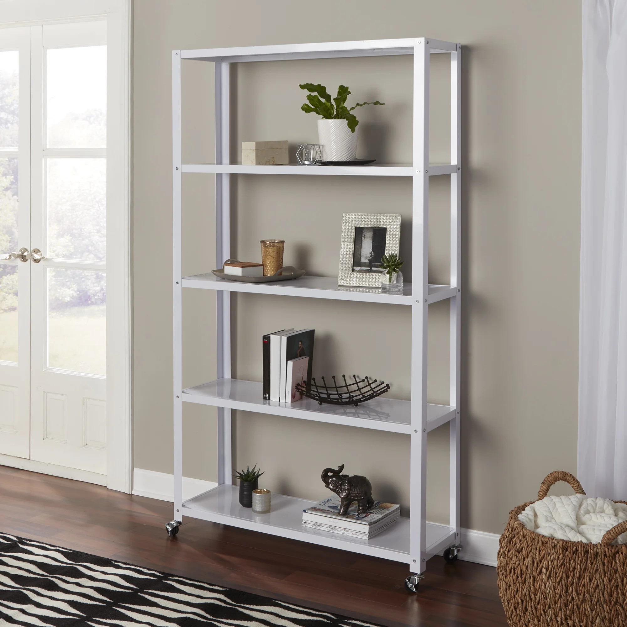 Mainstays 5-Tier Metal Bookcase, Multiple Colors | Walmart (US)