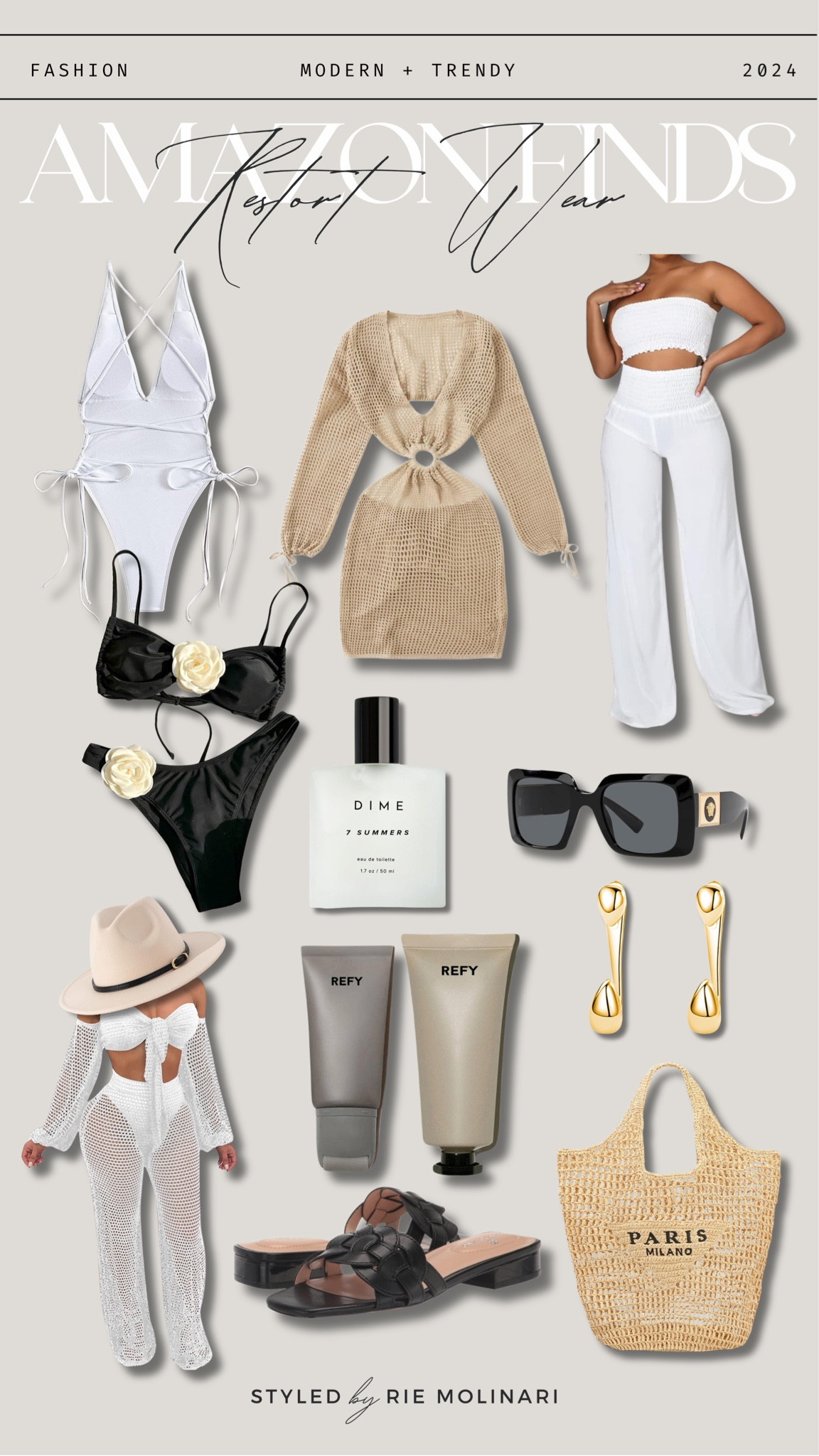 Trendy resort wear. I love this bathing suit and beach bag #amazonfashion #beachbag #sandals #bathingsuit 

#LTKswim #LTKtravel #LTKSpringSale