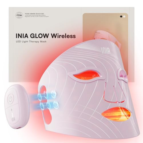 INIA Red Light Therapy Mask for Face, Glow Wireless LED Face Mask Light Therapy with Near-Infrared Red Light (NIR), Rechargeable and Ergonomic Design for Home & Travel | Amazon (US)