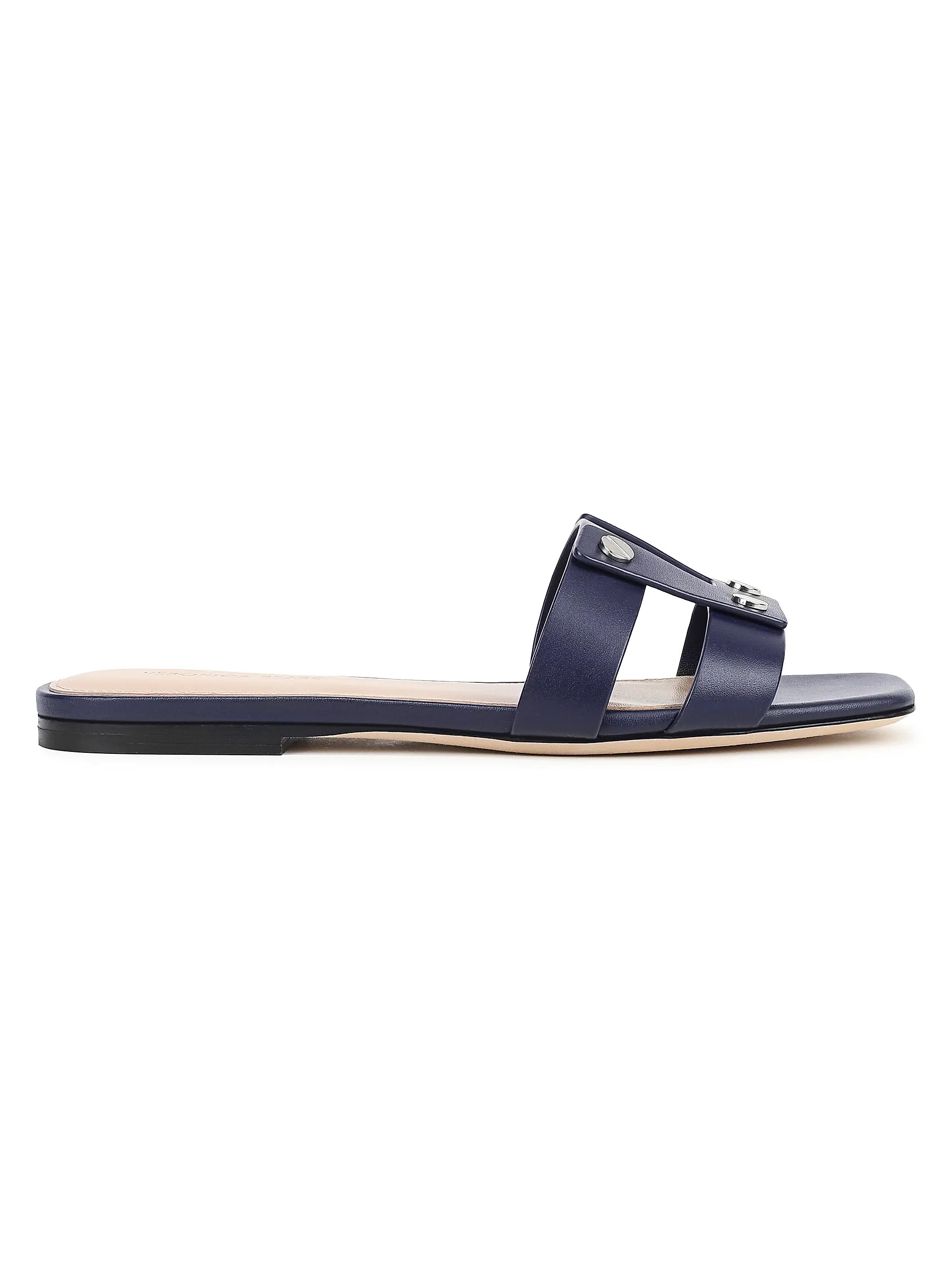 Veronica Beard Via Slide Leather Sandals | Saks Fifth Avenue | Saks Fifth Avenue