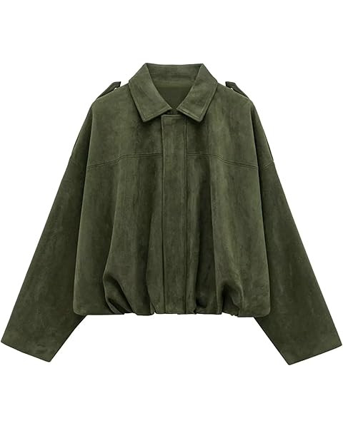 Womens Faux Suede Bomber Jacket Casual Lapel Pilot Cropped Coat Oversized Motorcycle Jackets 2025... | Amazon (US)