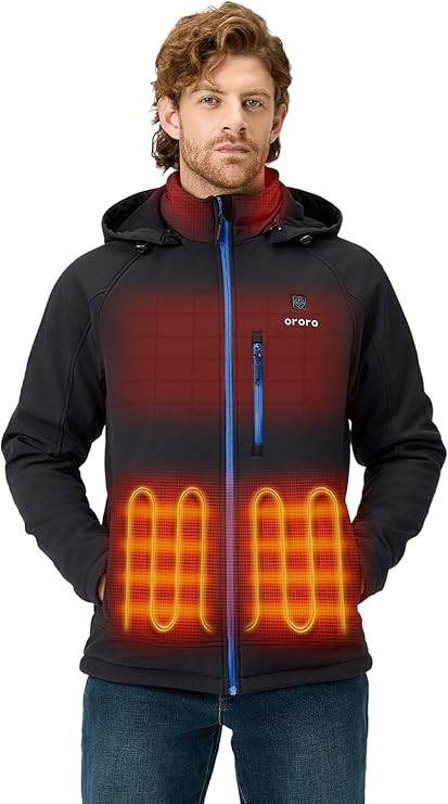 ORORO Men's 4 Heat-Zone Heated Jacket with USB-C Rechargeable Battery, Soft Shell Heated Jacket w... | Amazon (US)