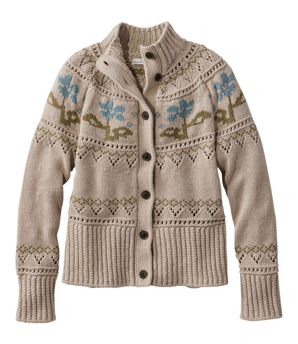 Women's Signature Cotton Fisherman Sweater, Short Cardigan Fair Isle | L.L. Bean