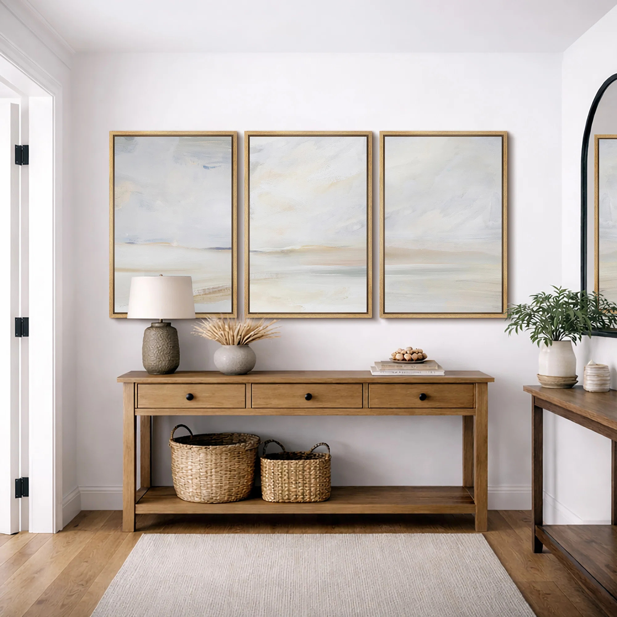 Minimal Landscape "Muted Serene Coastal Beach Artwork, Modern Abstract Neutral Wall Pictures, Lar... | Wayfair North America