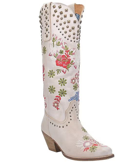 Poppy Floral Embroidered Studded Western Boots | Dillard's