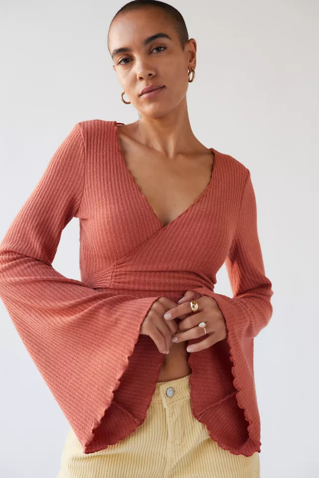 UO Daisy Ribbed Tie-Front Top | Urban Outfitters (US and RoW)