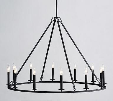 Remington Iron Round Chandelier, Bronze | Pottery Barn (US)