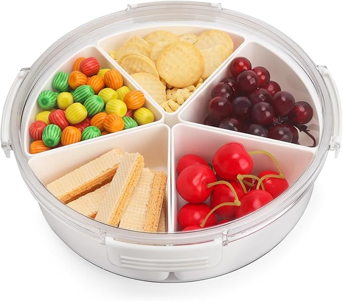 shopwithgreen Divided Serving Tray with Lid, Removable Divided Platter Food Storage Containers wi... | Amazon (US)