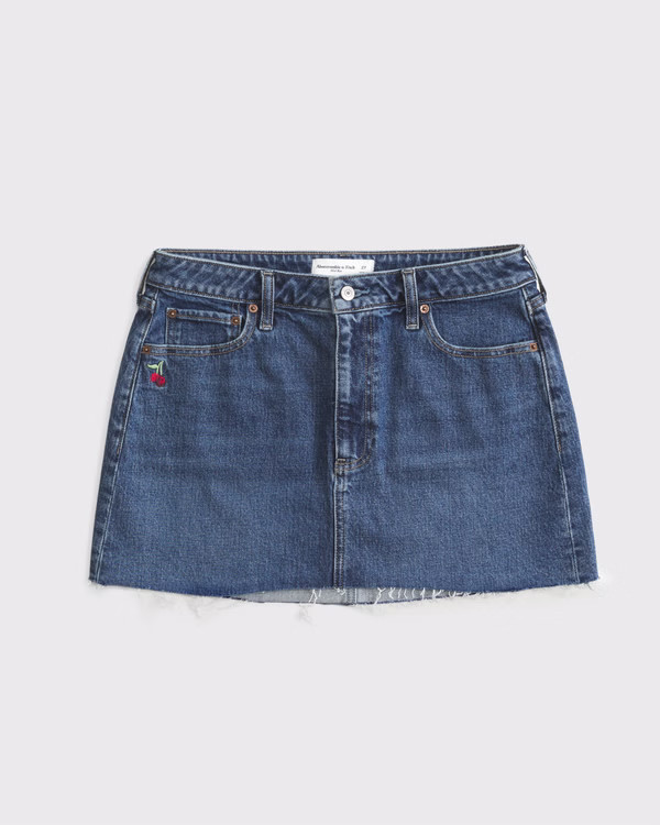 Women's Curve Love Mid Rise Denim Mini Skirt | Women's Bottoms | Abercrombie.com | Abercrombie & Fitch (US)