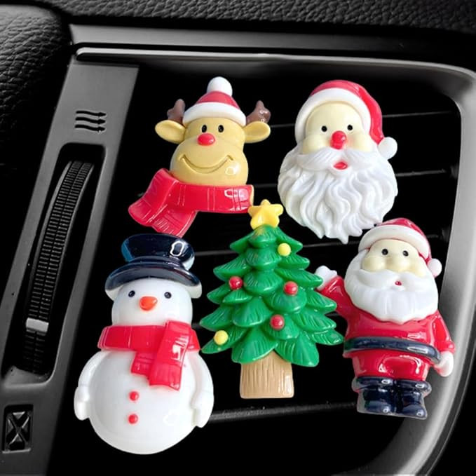 ZOSTLAND Christmas Tree Car Decorative Clips, Cute Reindeer & Lovely Snowman Auto Air Fresheners,... | Amazon (US)