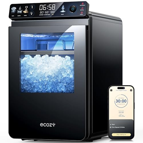 ecozy Nugget Ice Maker Countertop, Smart Pebble Ice Machine with APP Control, 44 lbs Per Day Soft Pellet Chewable Ice with Self-Cleaning, Black | Amazon (US)