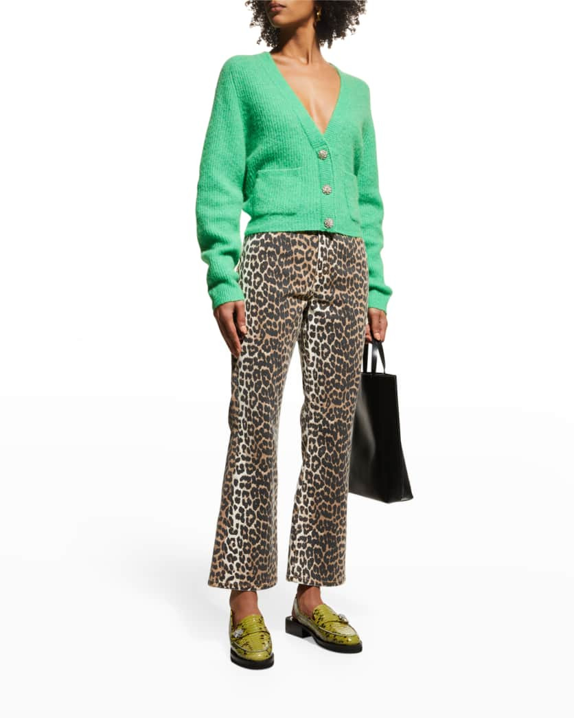 Betzy Leopard Cropped Bootcut Jeans | Neiman Marcus