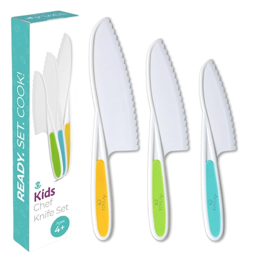 Tovla Jr. Kid Safe Knife Set for Real Cooking | 3-Piece Toddler Kitchen Knives | Montessori & STE... | Amazon (US)