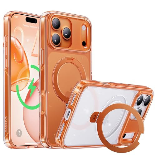 CASEKOO Official Cosmic Orange for iPhone 17 Pro Case with Ultra Magnetic Stand, Fit for MagSafe, 16FT Military Grade Protection, Stand for Viewing & Work for iPhone 17 Pro Case, Orange | Amazon (US)
