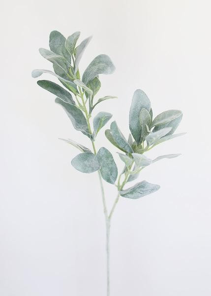 Flocked Lambs Ear Leaf Spray in Grey Green - 28" Tall | Afloral (US)