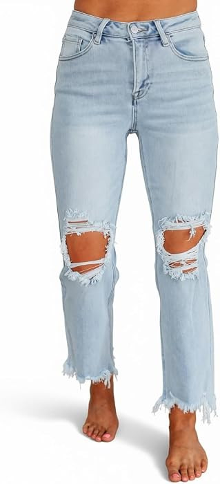 Wild Oak Boutique Rudy Risen Jeans, Vintage Light Wash Straight Leg Denim | Amazon (US)