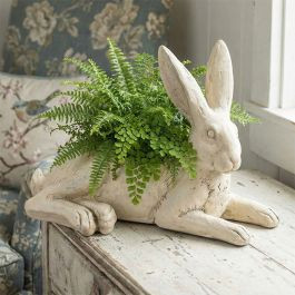 Rustic Cream Bunny Planter | Antique Farm House