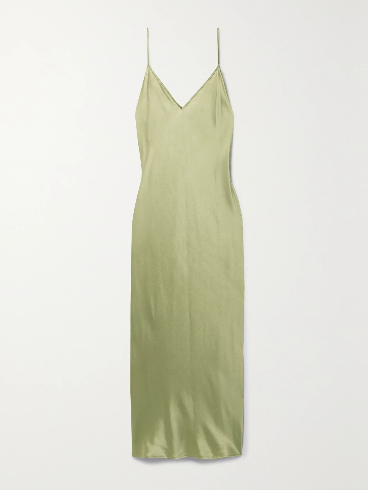 Joseph - Clea Silk-satin Midi Dress - Green | NET-A-PORTER (US)