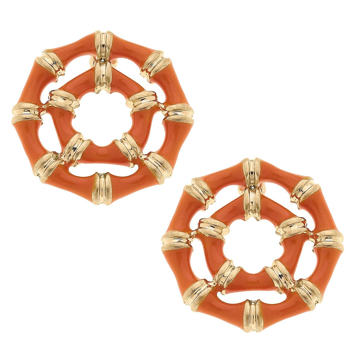 Lilly Bamboo Stud Earrings In Orange | CANVAS
