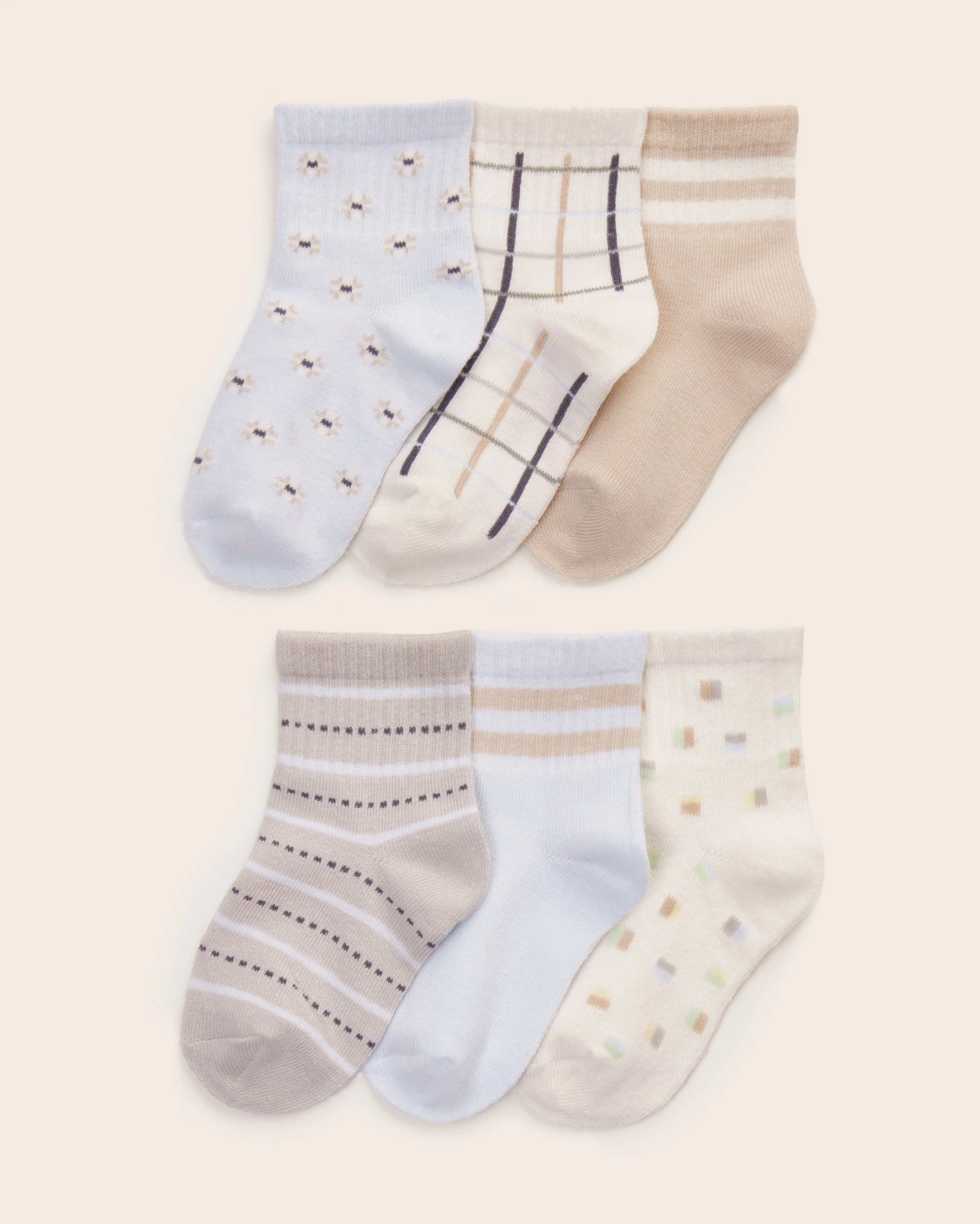 6-Pack Toddler Boy Simple Rib Cuff Socks | easy-peasy