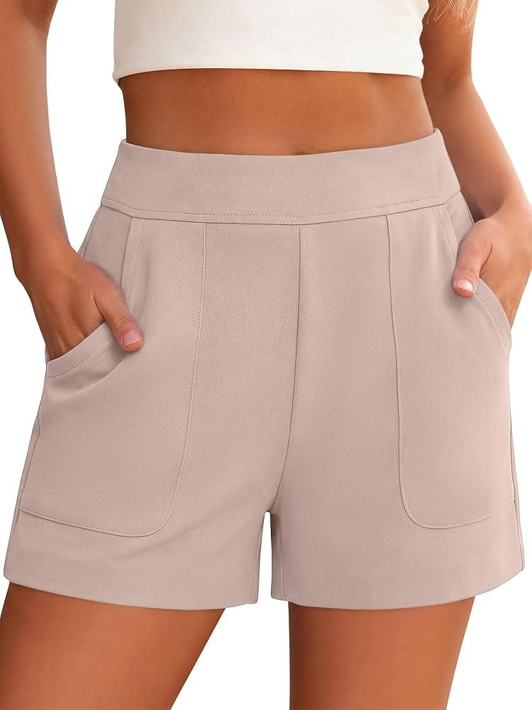 ANRABESS Shorts for Women Summer Casual Elastic High Waist Lounge Comfy Dress Shorts with Pockets... | Amazon (US)