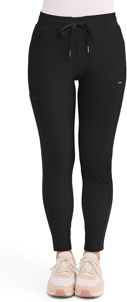 Cherokee Womens Mid Rise Tapered Leg Drawstring Scrub Pants 5 Pocket 360 Stretch Moisture Wicking... | Amazon (US)