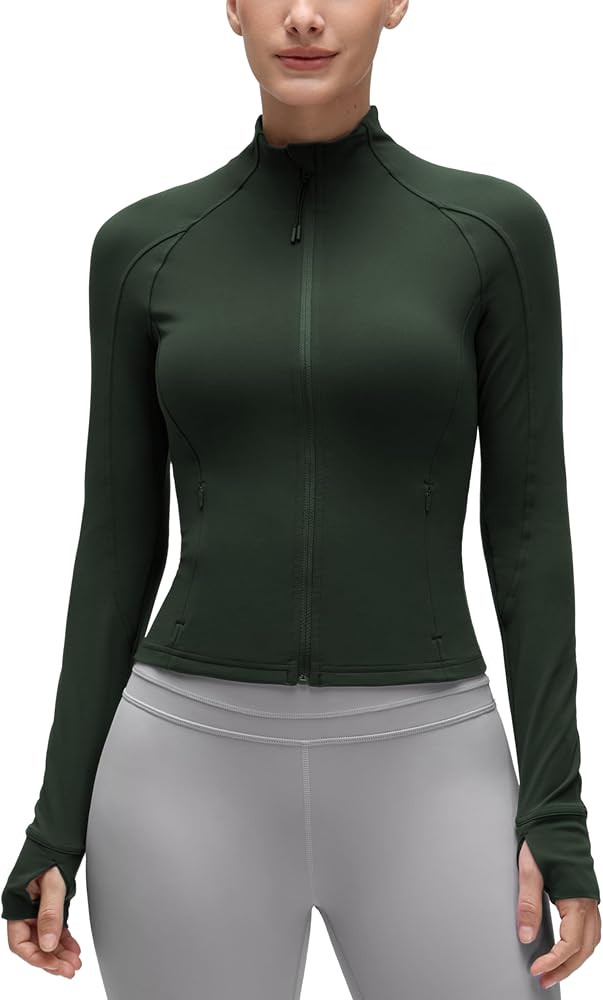 CRZ YOGA Butterluxe Womens Cropped Slim Fit Workout Jacket Weightless Track Athletic Full Zip Up ... | Amazon (US)