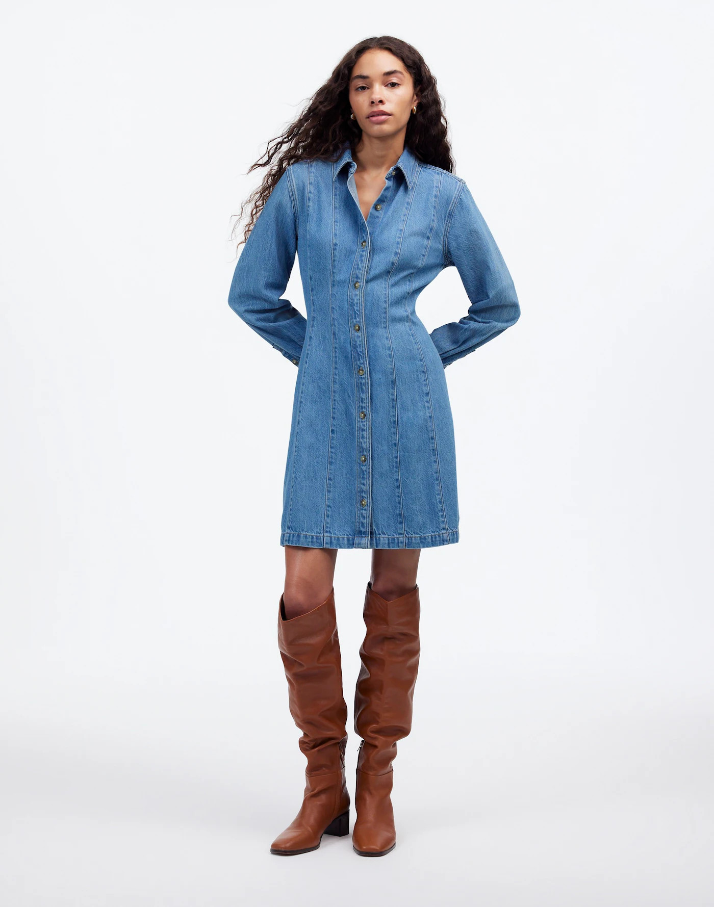 Seamed Mini Dress in Ramey Wash: Airy Denim Edition | Madewell