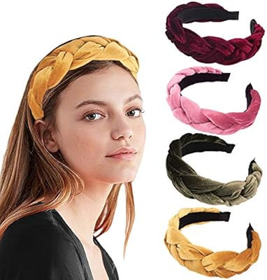 Velvet Braided Padded Headbands for Women, BETITETO 4 Pack Vintage Thick Spanish Style Alice Hair... | Amazon (US)