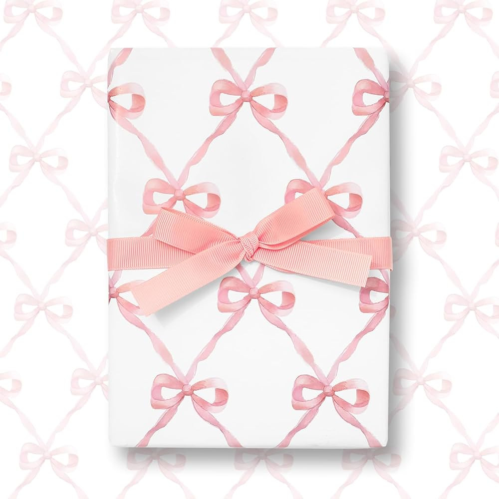 JarThenaAMCS 6 Sheets Pink Bow Wrapping Paper -Not Roll- Gift Wrap Paper Folded Flat Large Craft ... | Amazon (US)