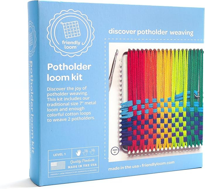 Friendly Loom 7” Traditional Potholder Weaving Kit | Sturdy Metal Loom and Quality Cotton Weavi... | Amazon (US)