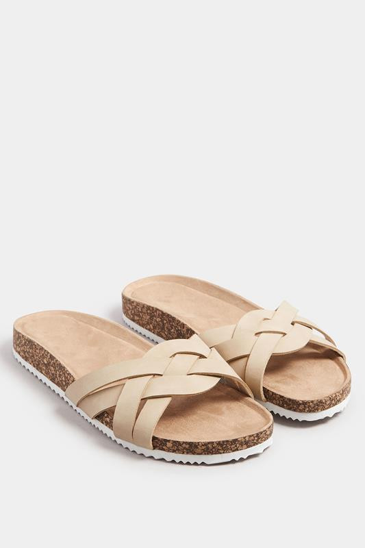 Nude Woven Sandals In Extra Wide EEE Fit | Yours Clothing UK