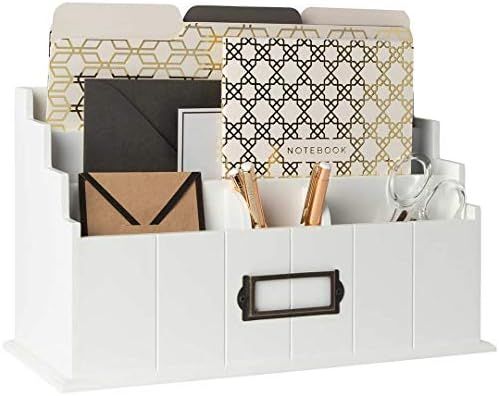 Blu Monaco White Wooden Mail Organizer - 3 Tier White Desk Organizer - Rustic Country Mail Sorter... | Amazon (US)