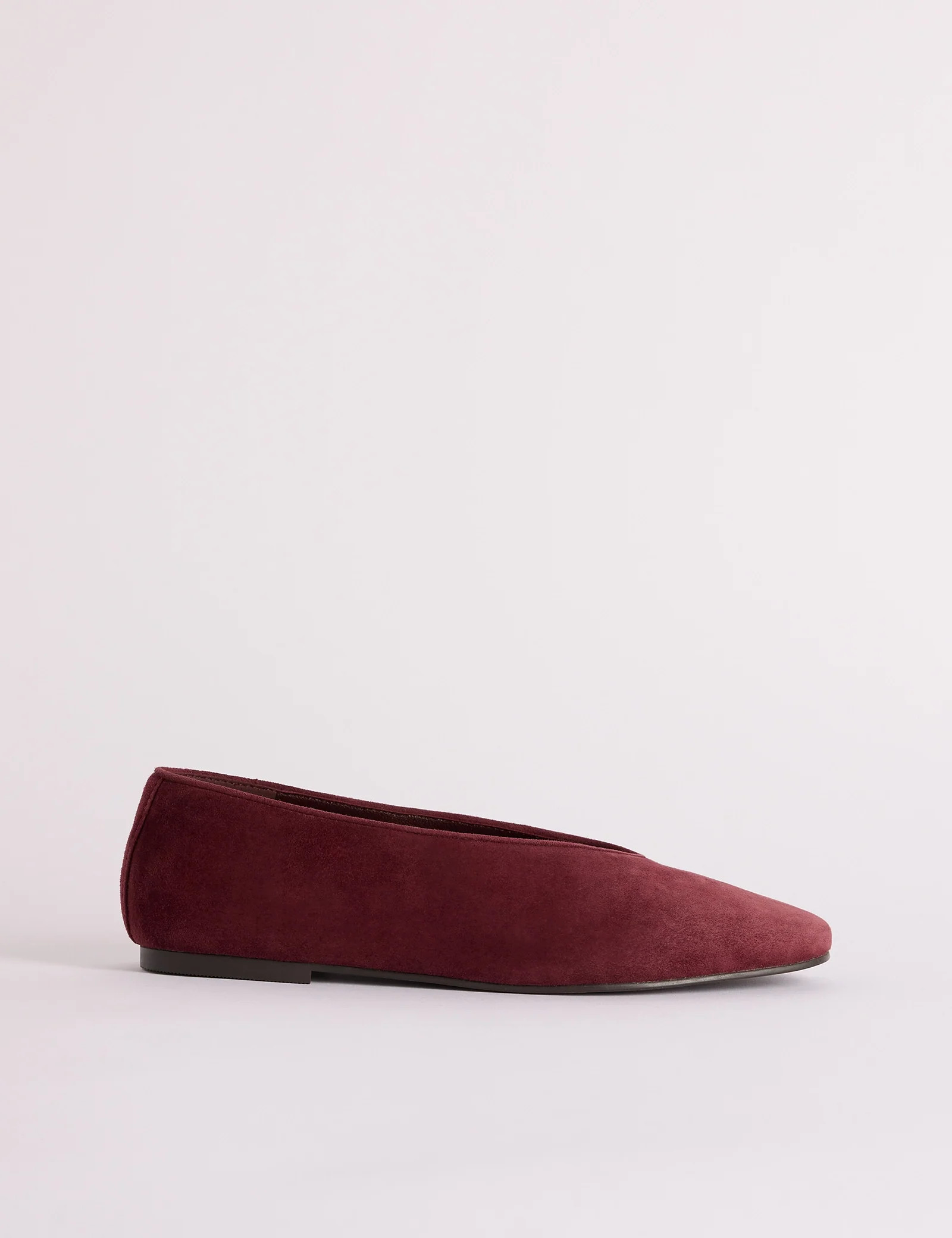 Burgundy Suede High Vamp Ballet Flats | Nobody's Child