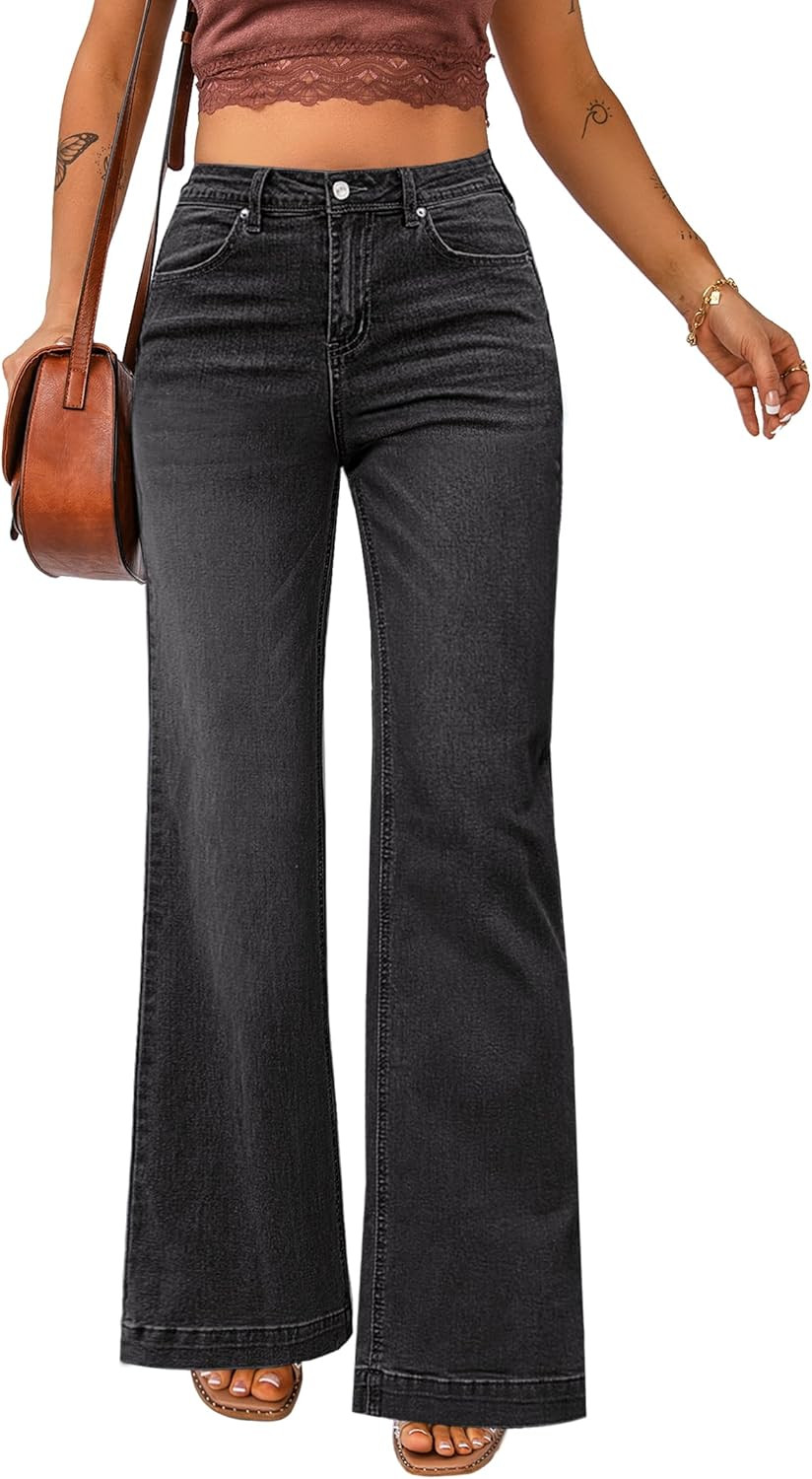 luvamia 2024 Wide Leg Jeans for Women High Waist Stretchy Classic Baggy Flare Jeans Denim Pants | Amazon (US)