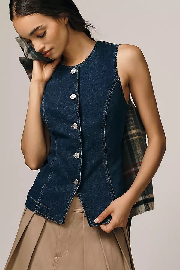 Crew-Neck Denim Vest Top | Anthropologie (US)