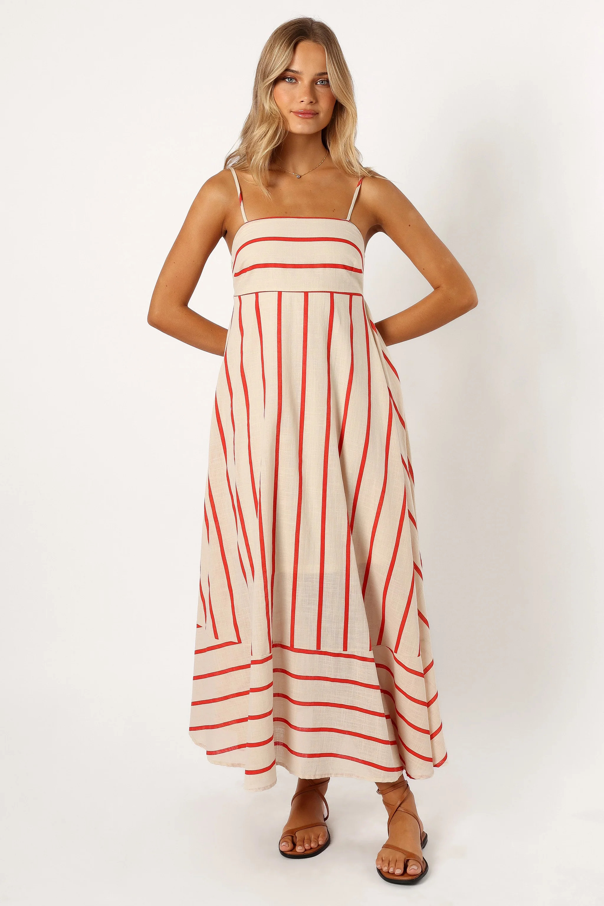 Brea Maxi Dress - Cream Stripe | Petal & Pup (US)