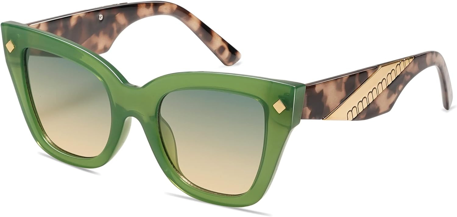 AMOMOMA Retro Cat Eye Thick Sunglasses for Women Vintage Designer Chunky Shades UV 400 Protection... | Amazon (US)