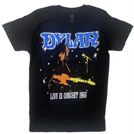 Bob Dylan Men s Officially Licensed Live In Concert 1966 Retro Graphic Tee T-Shirt (Small Black) | Walmart (US)